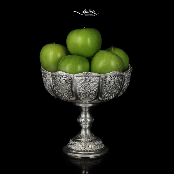 میوه خوری پایه دار نقره گل و مرغ