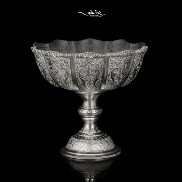 میوه خوری پایه دار نقره قلم مینیاتور