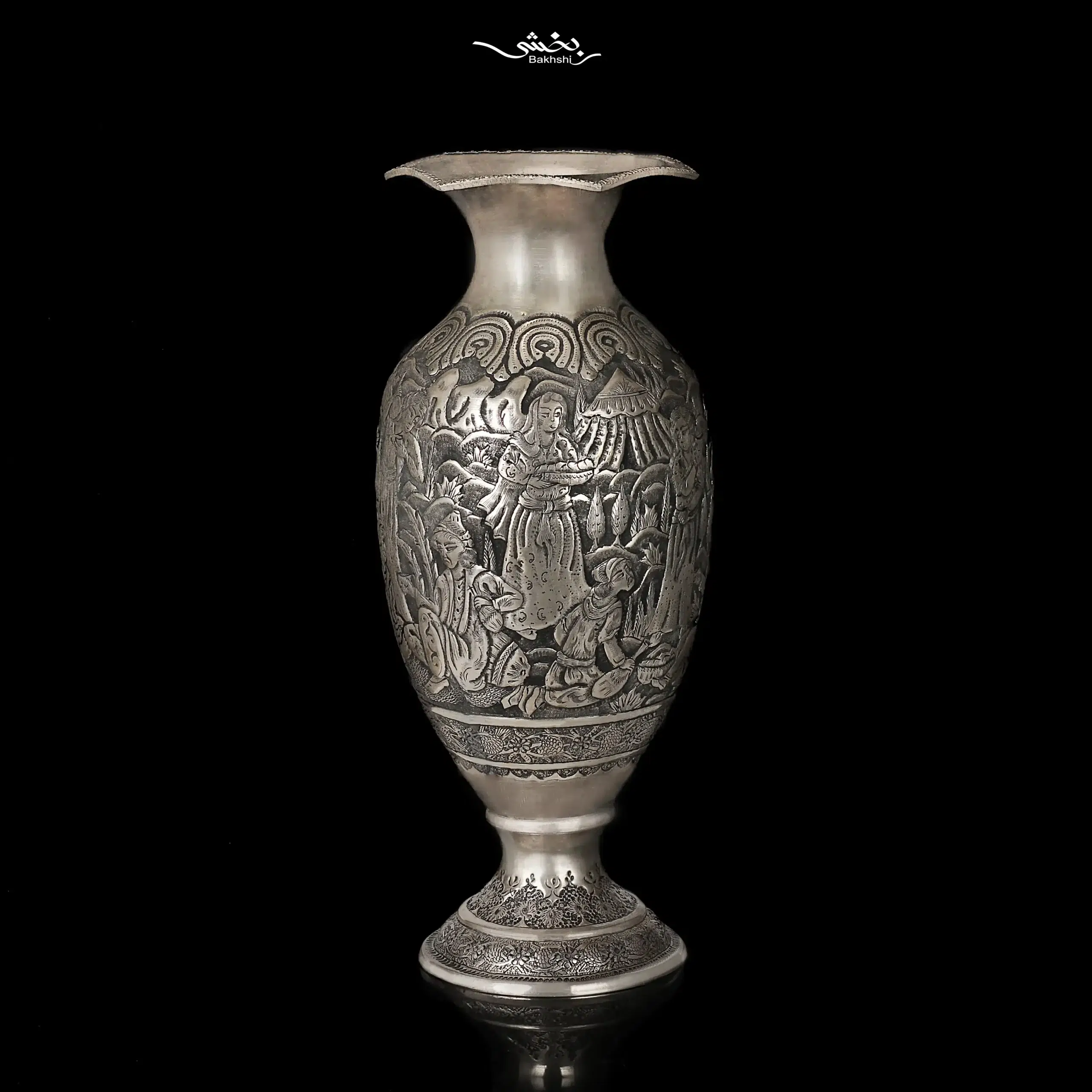 IMG_6207 گلدان شکم دار نقره قلم مینیاتور