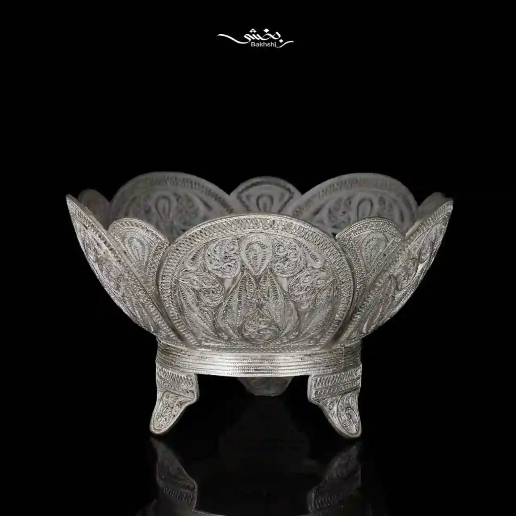 کاسه نقره گرد ملیله زنجان