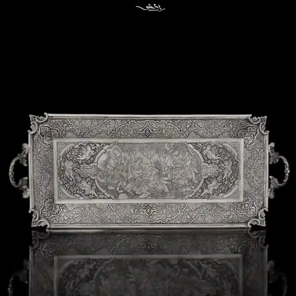 رولت خوری نقره دسته دار قلم مینیاتور