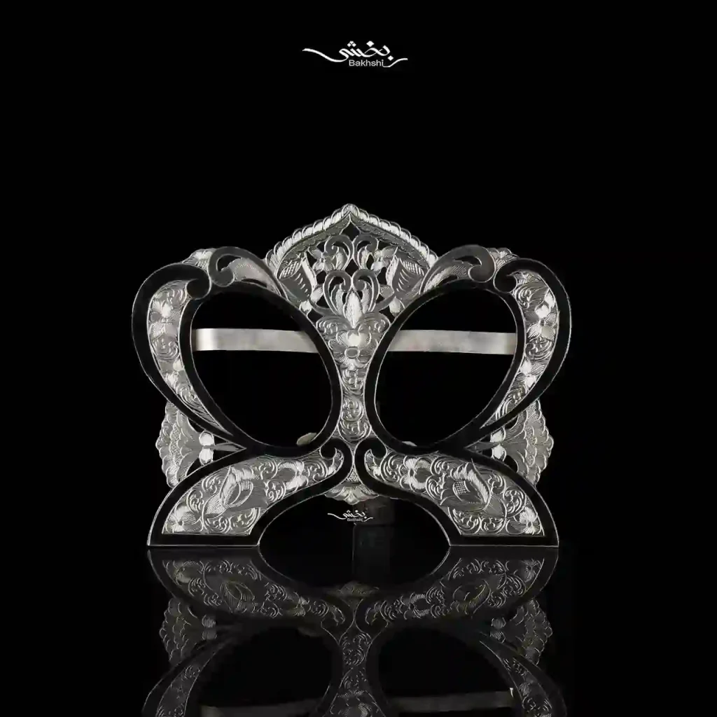 قاب عکس نقره بیضی دوقلو قلم تبریز کد 25