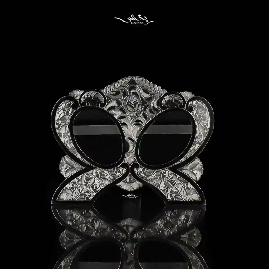 قاب عکس نقره بیضی دوقلو قلم تبریز کد 22