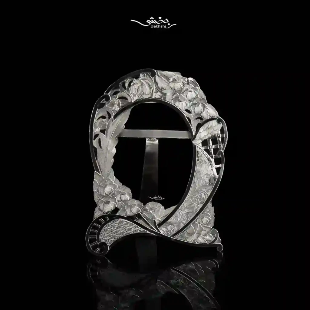 قاب عکس نقره بیضی قلم تبریز کد 21