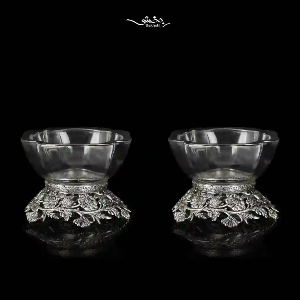 کاسه شش عددی کریستال نقره گل آفتاب گردان