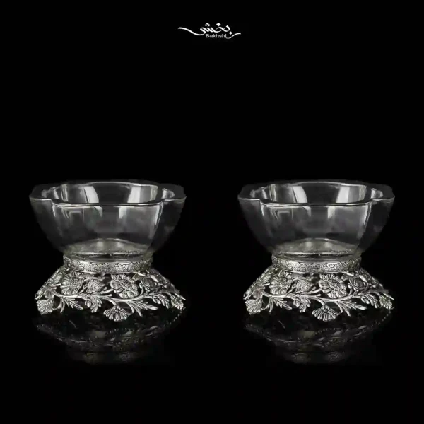 کاسه شش عددی کریستال نقره گل آفتاب گردان