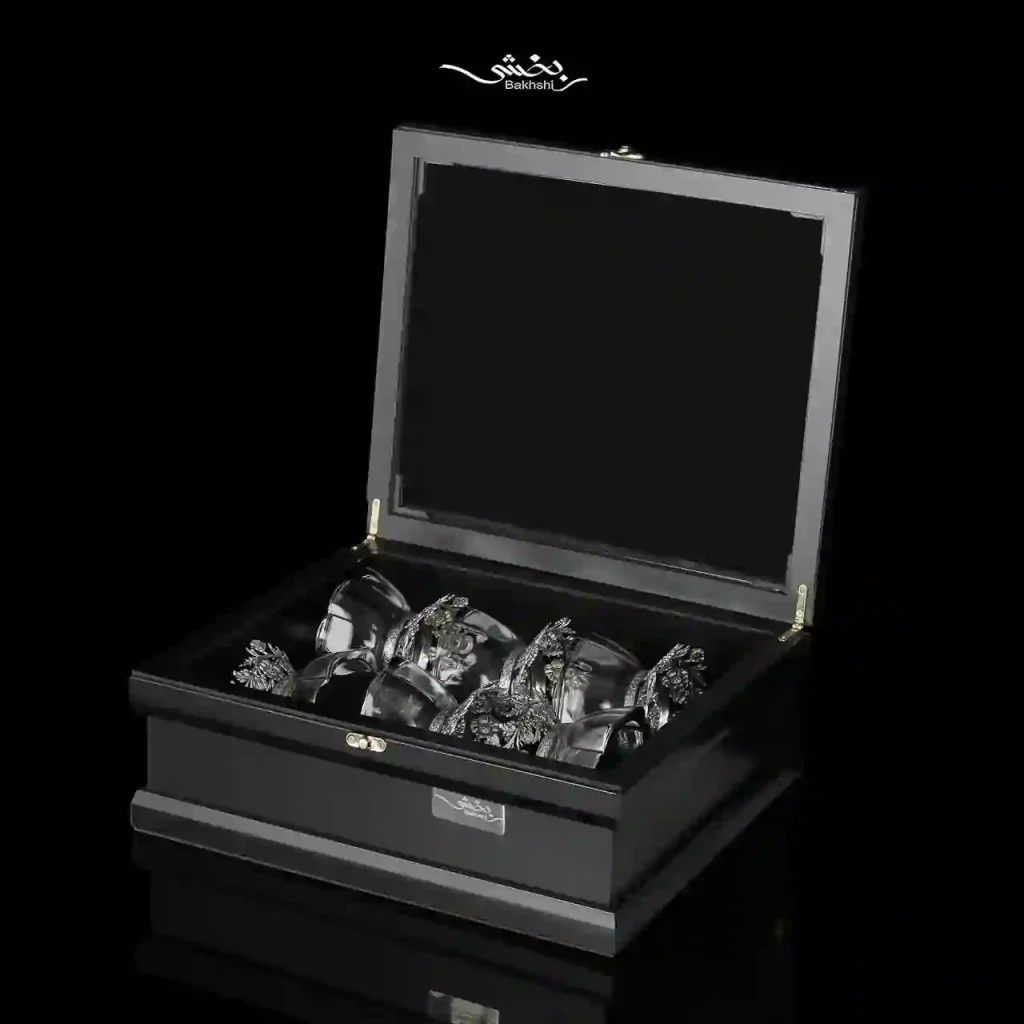 کاسه شش عددی کریستال نقره گل آفتاب گردان