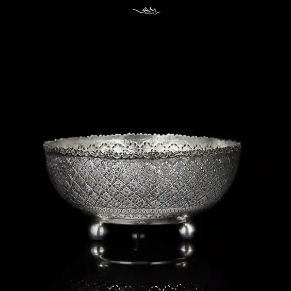 کاسه نقره پایه گلوله ای قلم نخودی اعلا