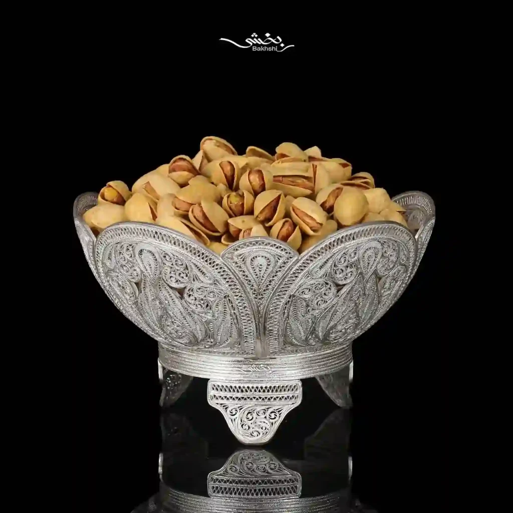 کاسه نقره گرد ملیله زنجان