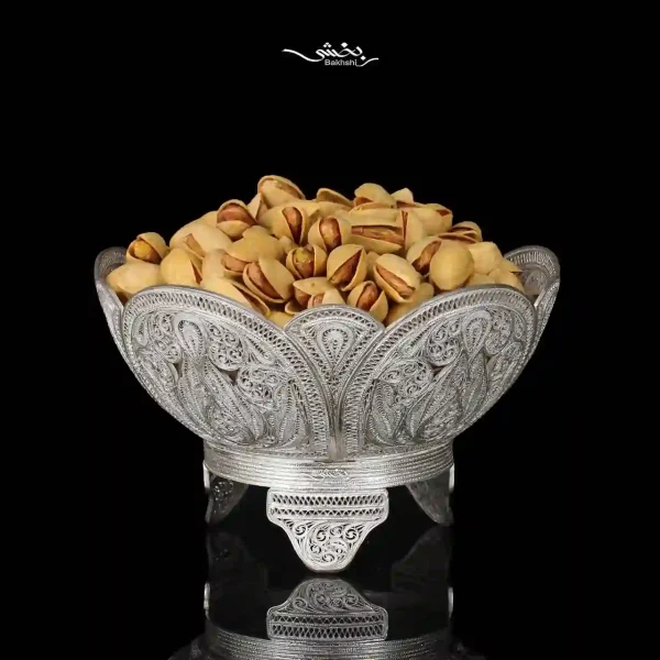 کاسه نقره گرد ملیله زنجان