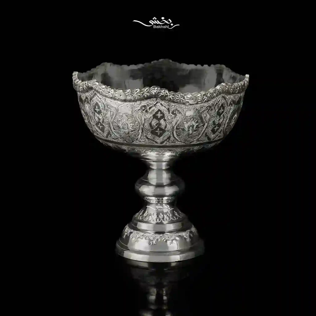 ست شش عددی کاسه پایه دار نقره قلم ترنج