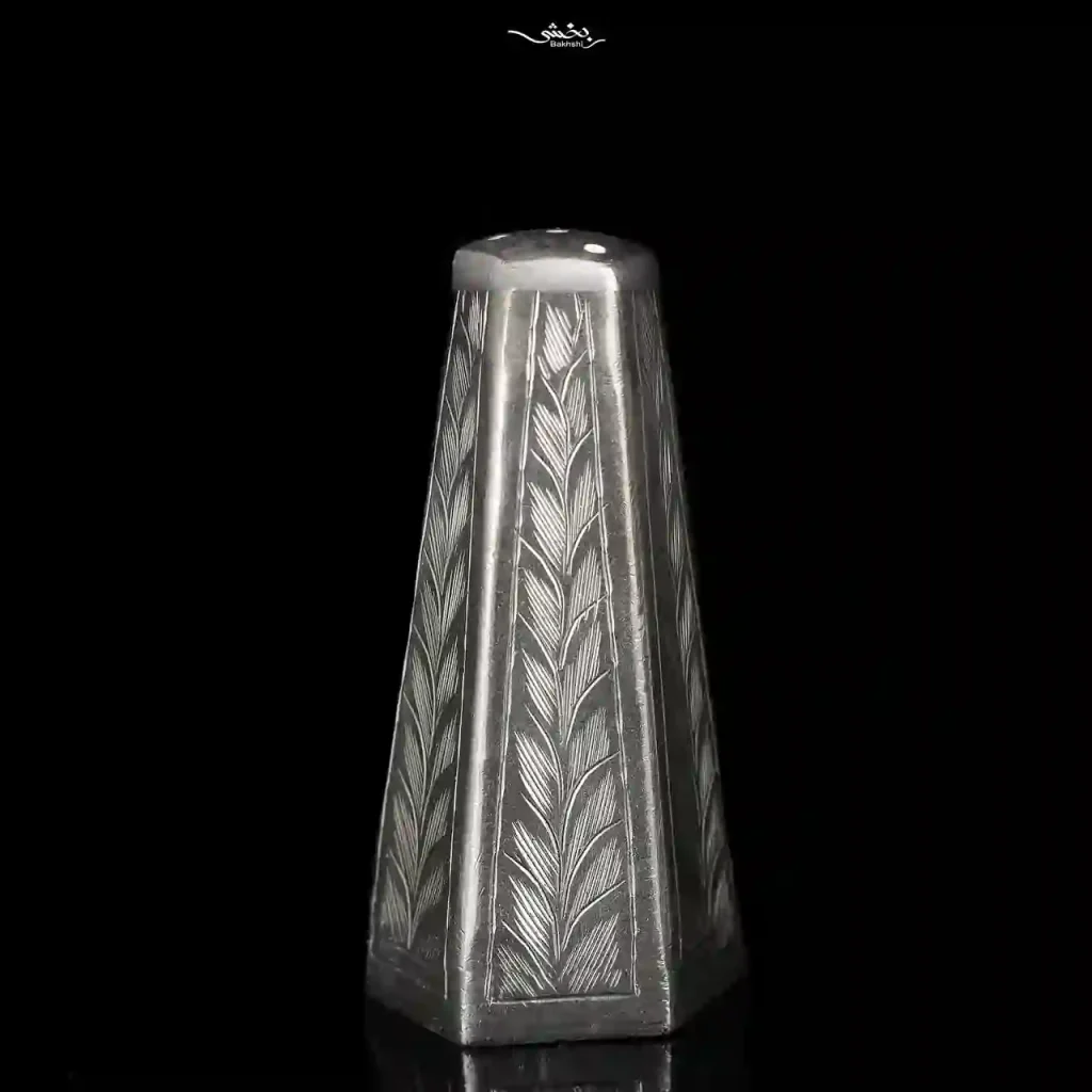 نمکدان نقره جفتی شش ضلعی قلم تبریز