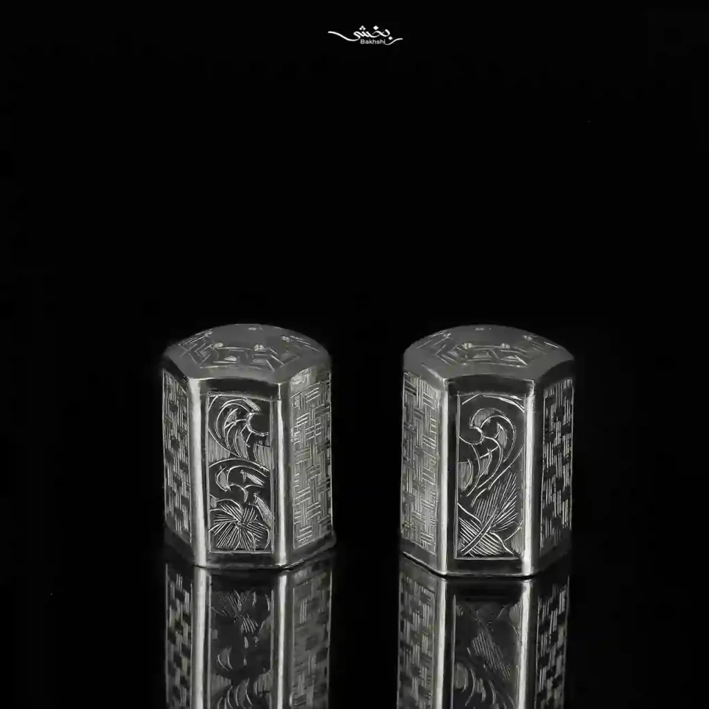 نمکدان نقره شش ضلعی تبریز جفتی