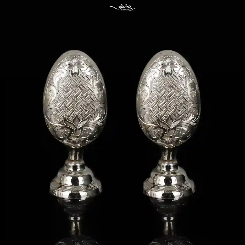 نمکدان نقره جفتی دلربا قلم تبریز