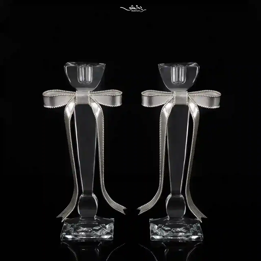 شمعدان کریستال نقره پاپیون