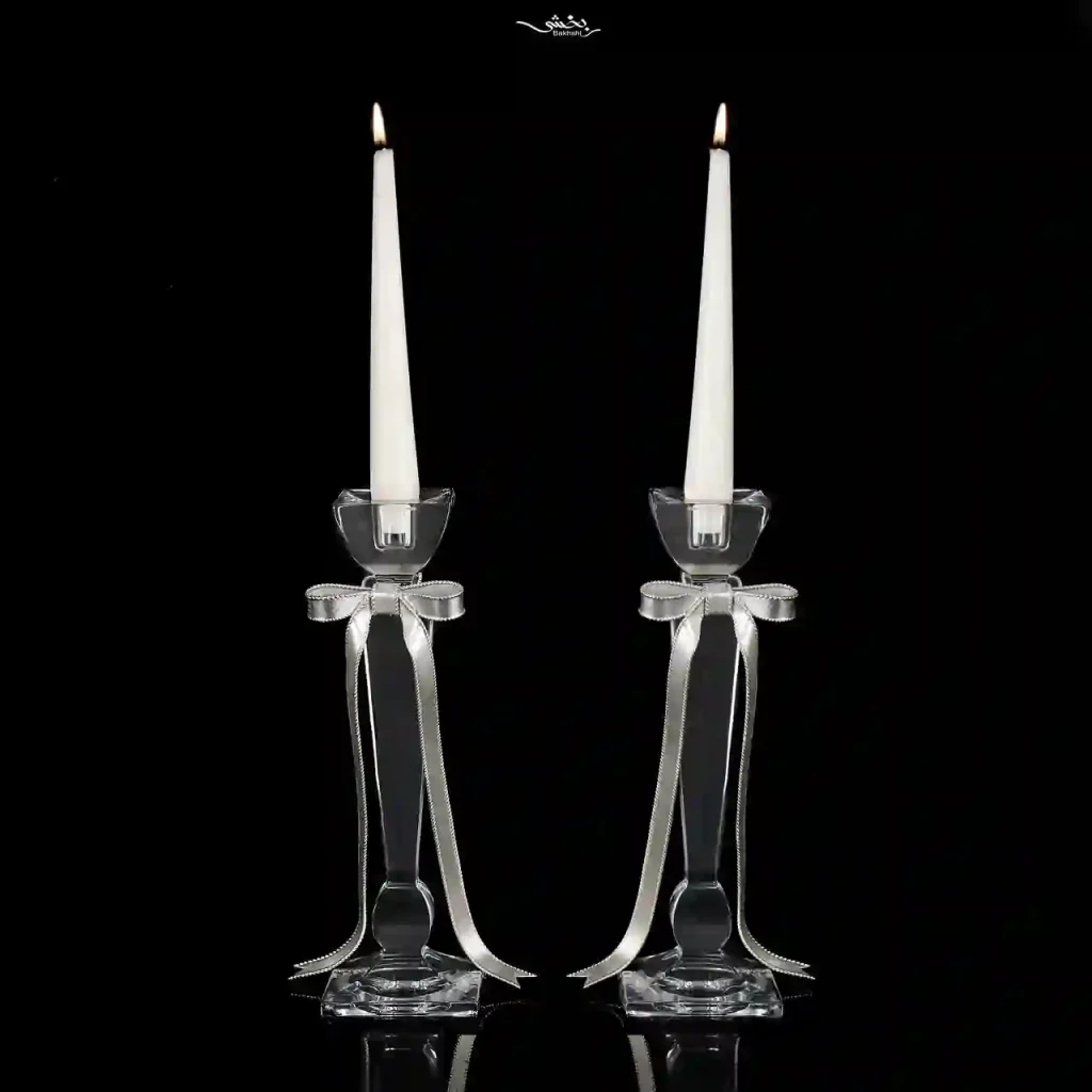 شمعدان پاپیون کریستال نقره