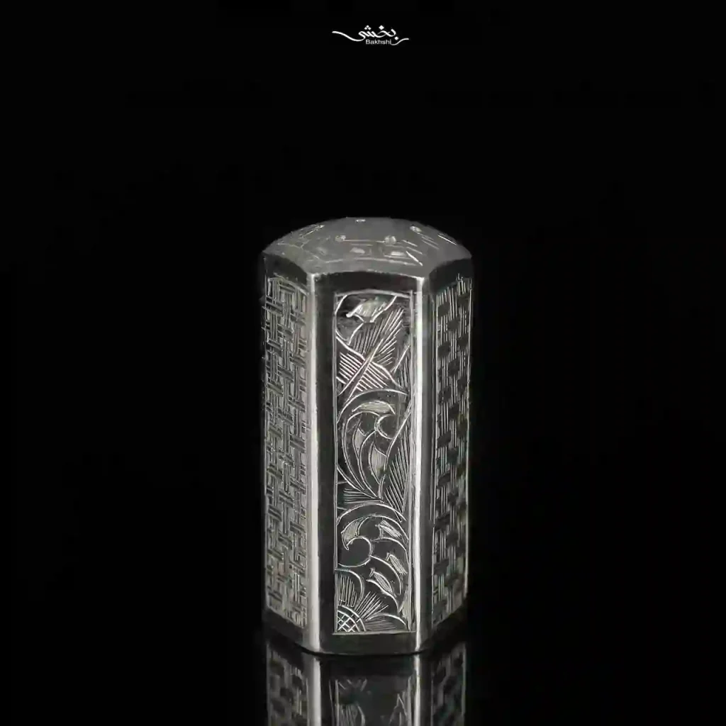 نمکدان نقره شش ضلعی قلم تبریز