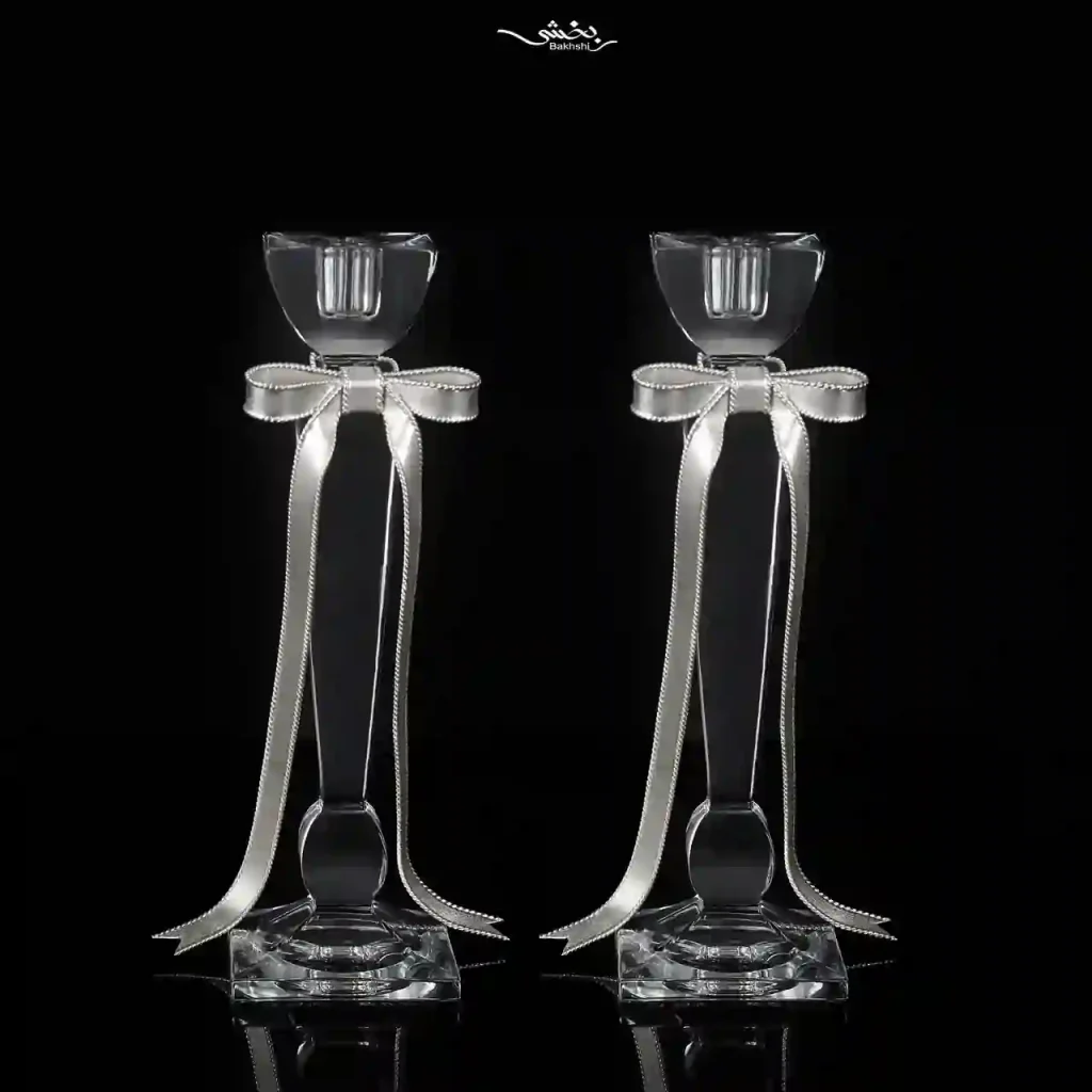 شمعدان پاپیون کریستال نقره