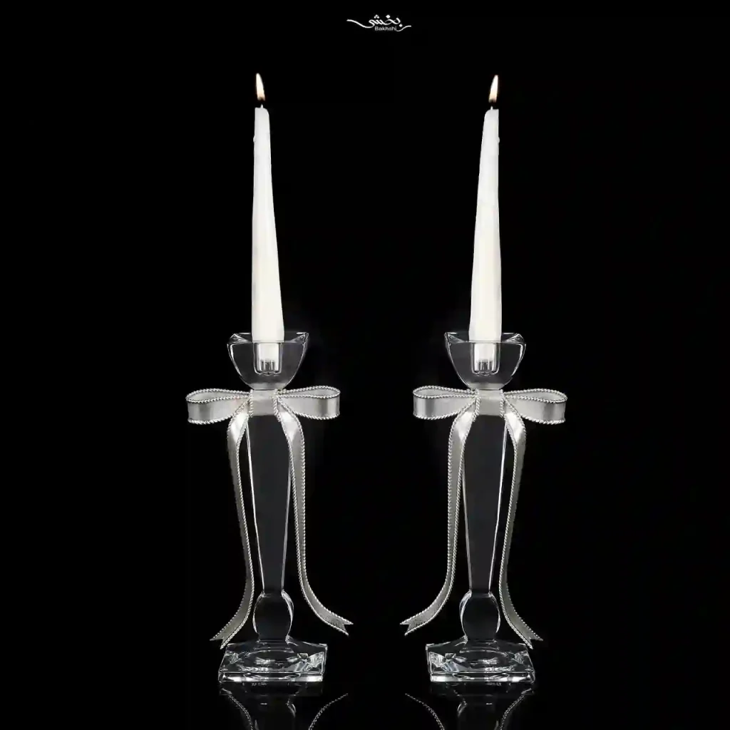 شمعدان کریستال نقره پاپیون