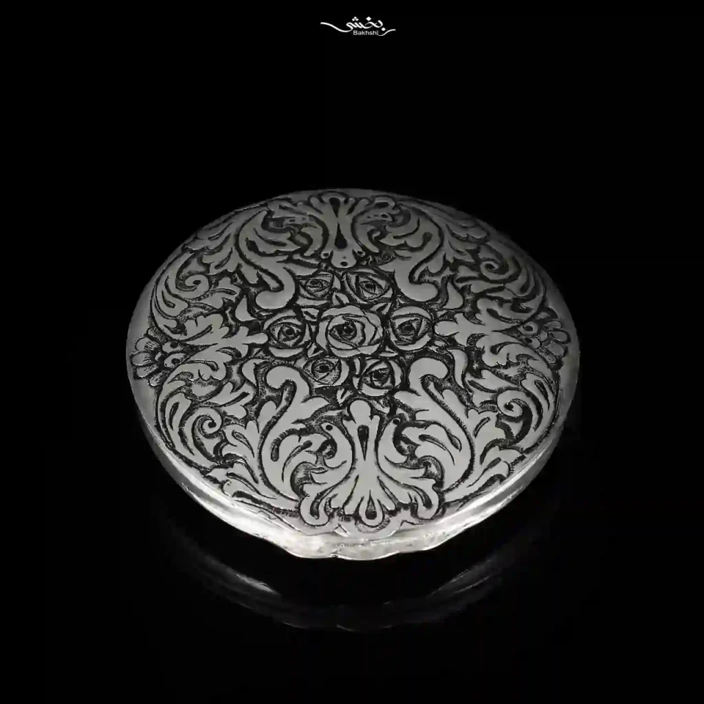 آینه نقره جیبی قلم مینیاتور