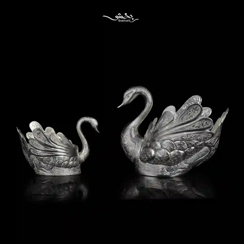 قو نقره قلم گل و مرغ ریزقلم