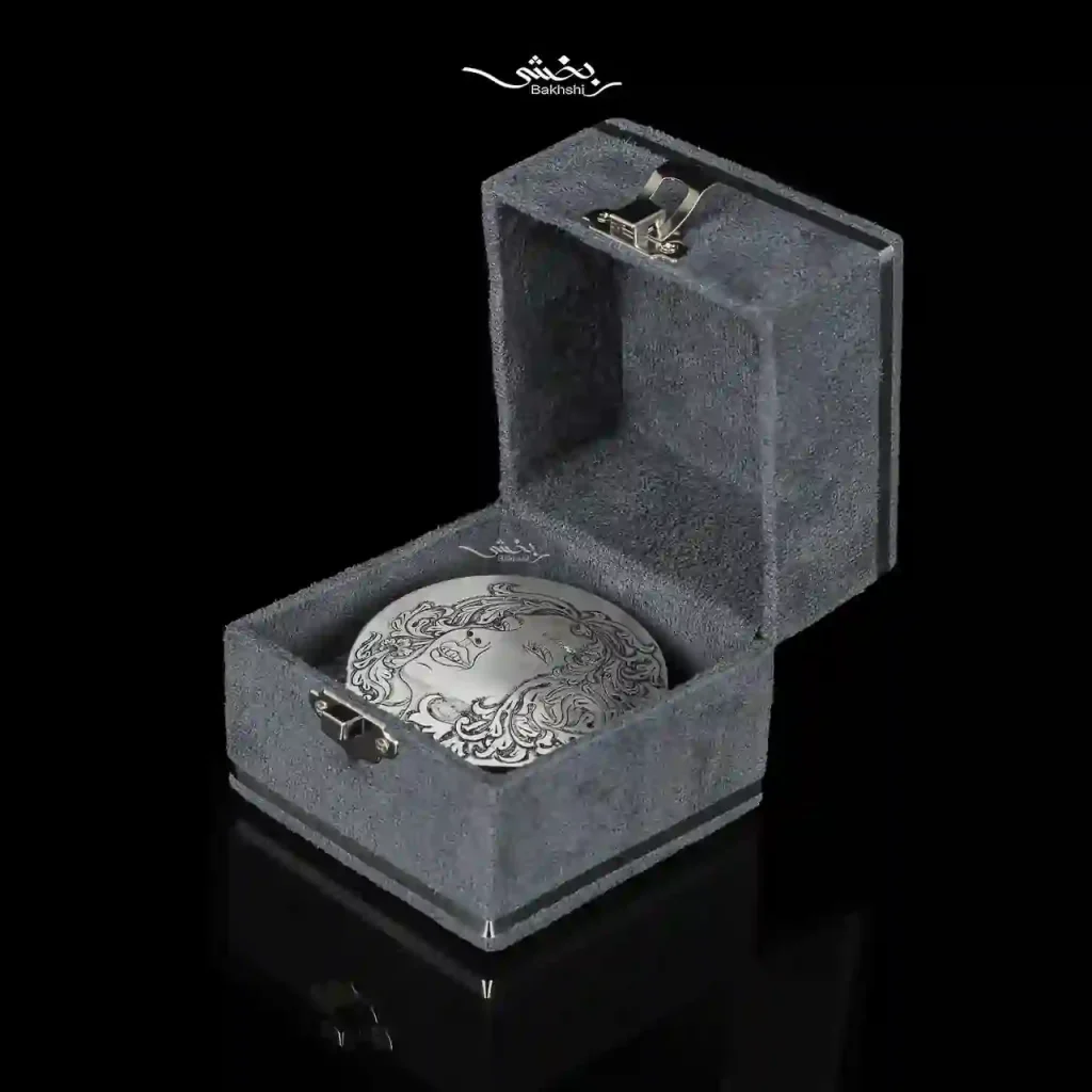 آینه نقره جیبی قلم مینیاتور