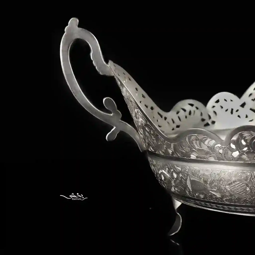 کشکول نقره دسته دار قلم تبریز