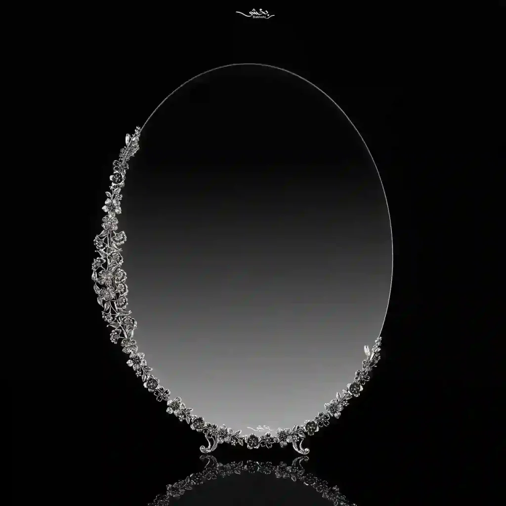 ست آینه بیضی و شمعدان گل نرگس مدرن