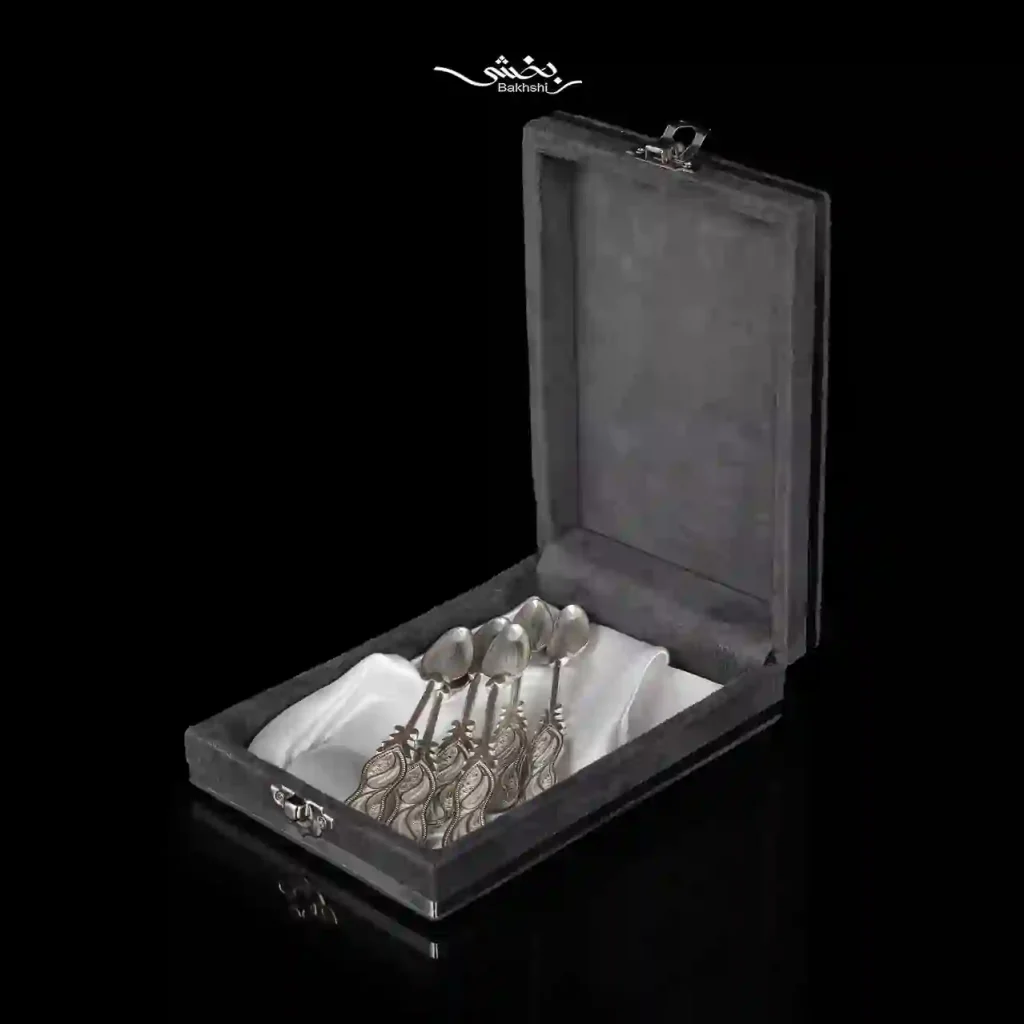 قاشق چای خوری نقره قلم ملیله زنجان