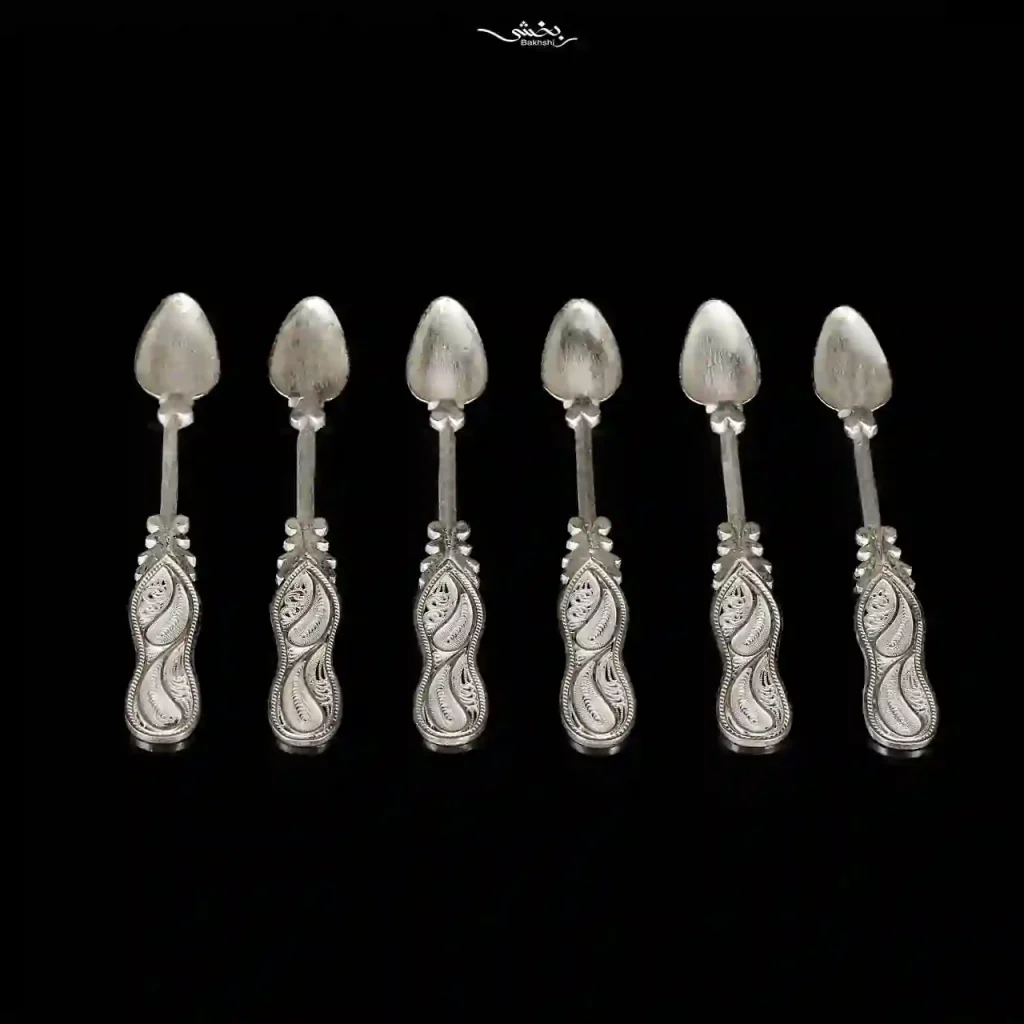 قاشق چای خوری نقره قلم ملیله زنجان