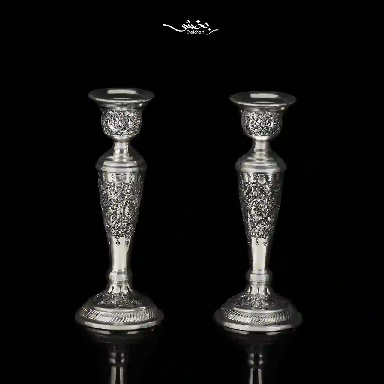 photo_39_2025-10-21_14-48-33 ست آینه بیضی و شمعدان تک شاخه نقره گل و مرغ