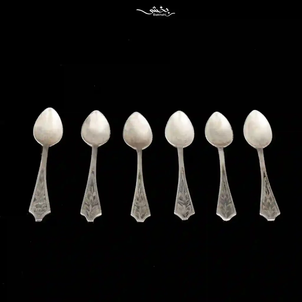 قاشق چای خوری نقره تبریز سیاه قلم
