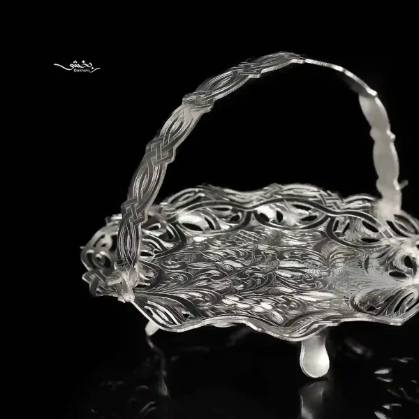 سبد نقره دسته دار قلم تبریز گرد