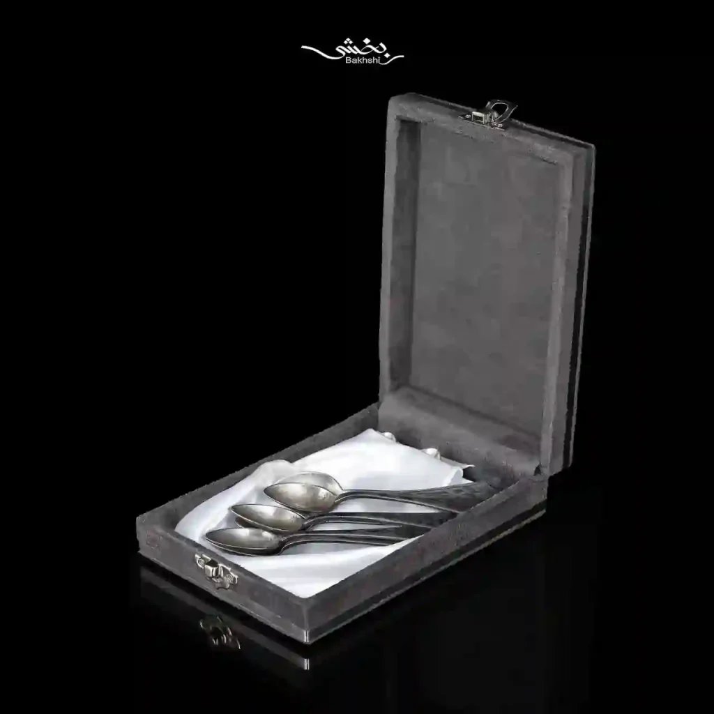 قاشق چای خوری نقره تبریز سیاه قلم