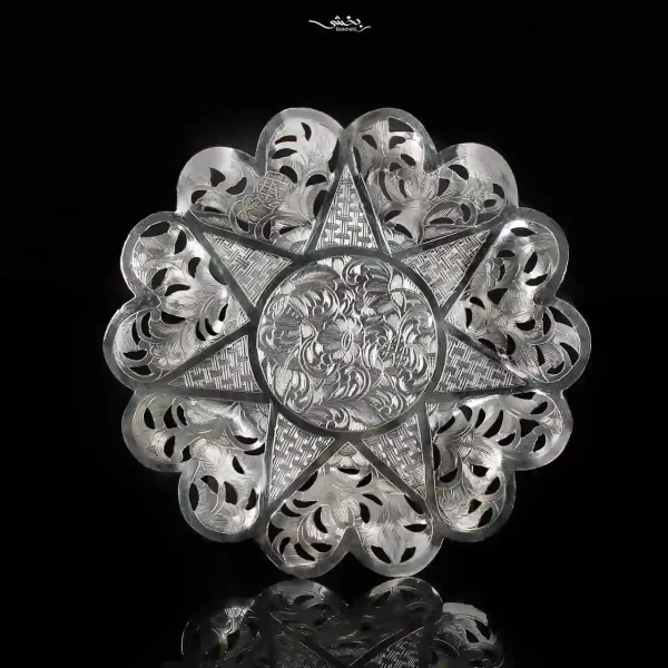 شیرینی خوری نقره گرد قلم تبریز پایه دار