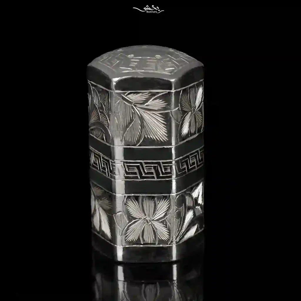 نمکدان نقره جفتی قلم تبریز