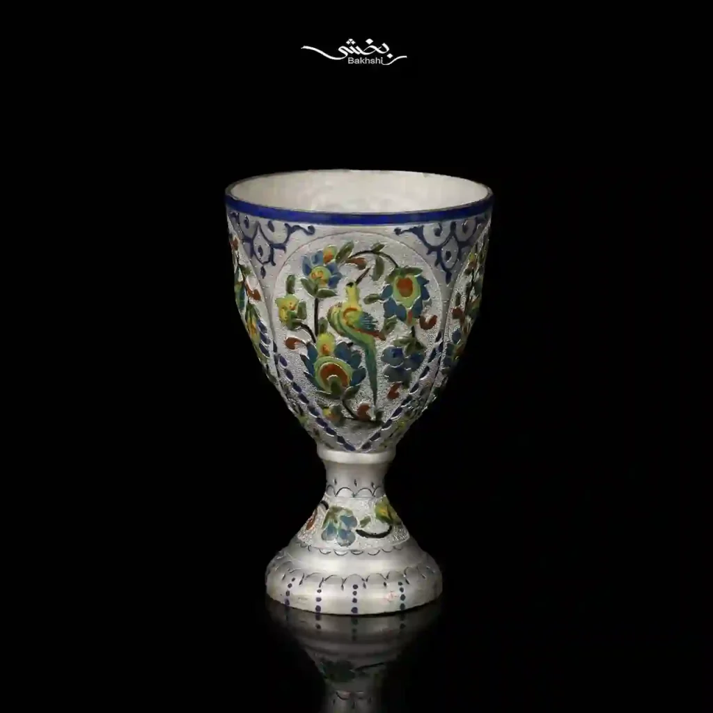 ست جام و شربت خوری نقره میناکاری