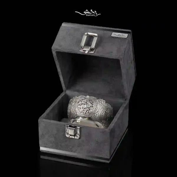 کاسه نقره گرد پایه گلوله ای قلم مشبک اعلا