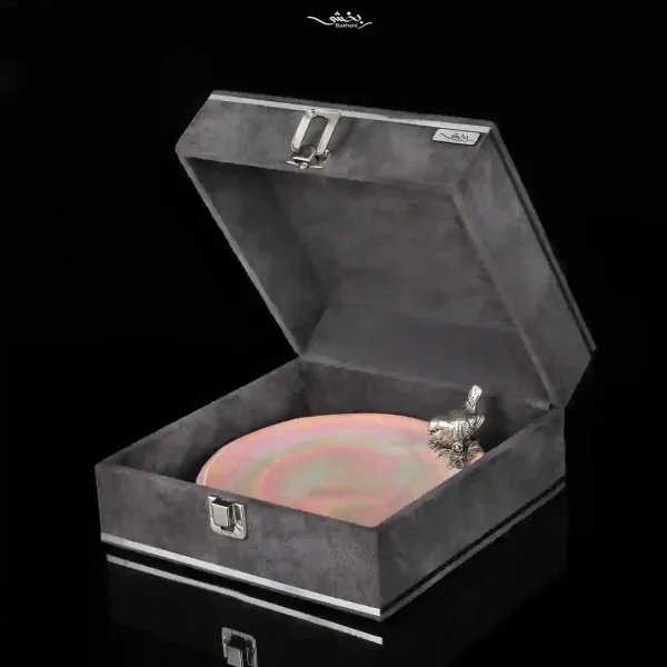 شیرینی خوری نقره و سرامیک گنجشک صورتی