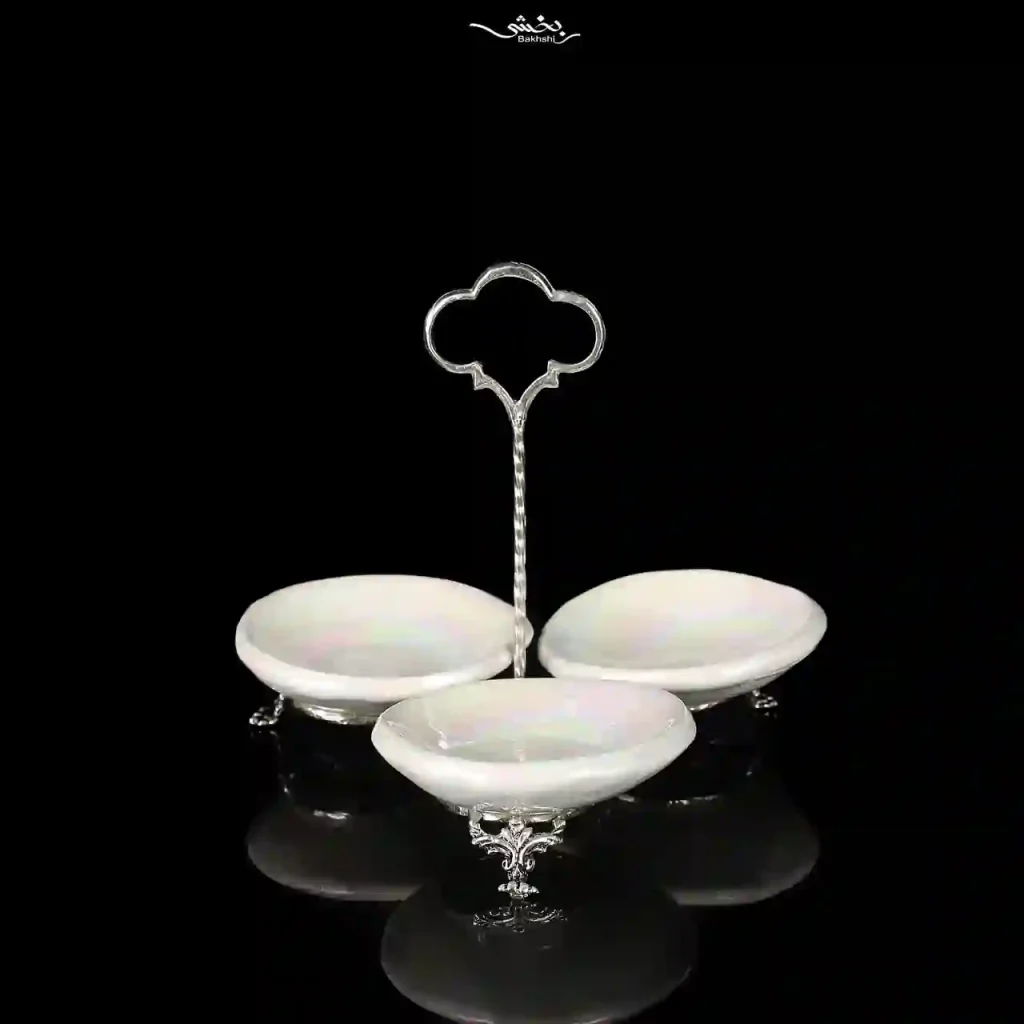 جا ادویه سرامیک نقره سه قلو صدفی