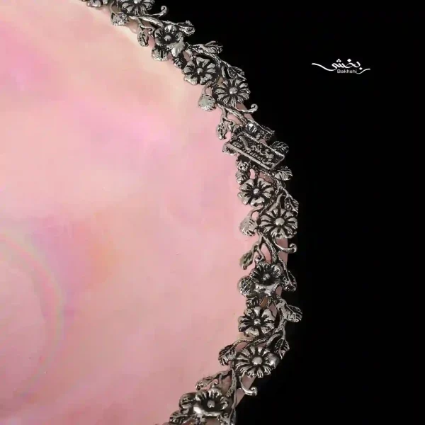 کاسه سرامیک نقره دورگل شکوفه صورتی