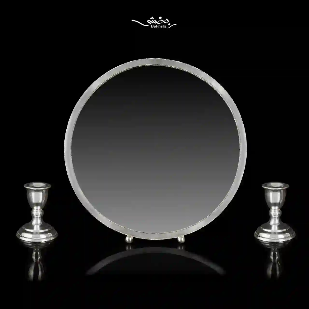 photo_16_2025-11-05_11-55-45 ست آینه و شمعدان پایه کوتاه نقره گرد مدرن