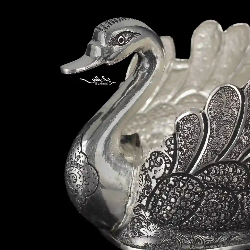 قو نقره متوسط قلم گل و مرغ درجه یک