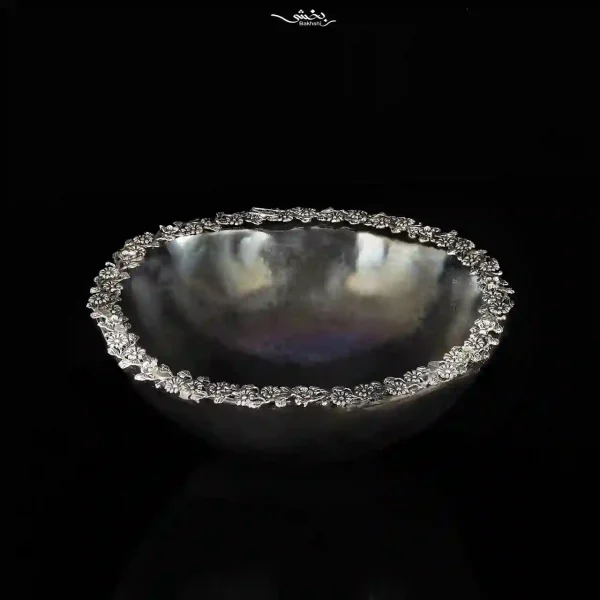 کاسه سرامیک نقره دورگل شکوفه کهربایی