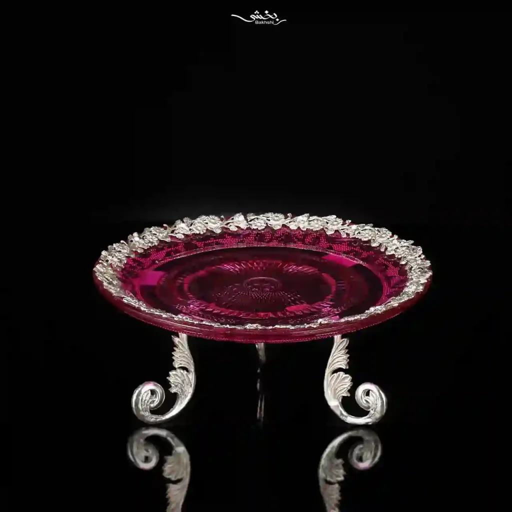 شیرینی خوری نقره و کریستال سرخابی