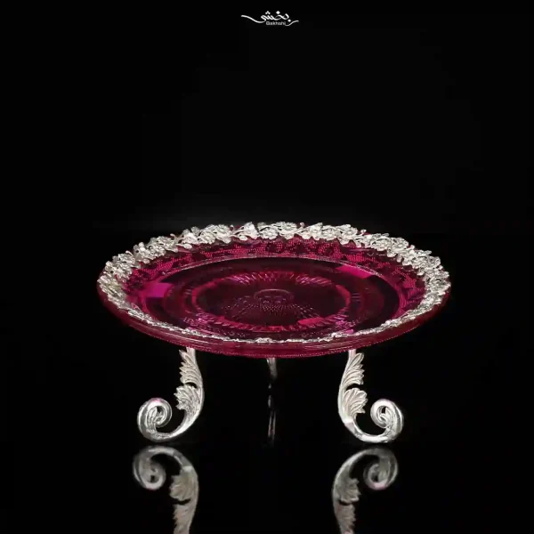 شیرینی خوری نقره و کریستال سرخابی