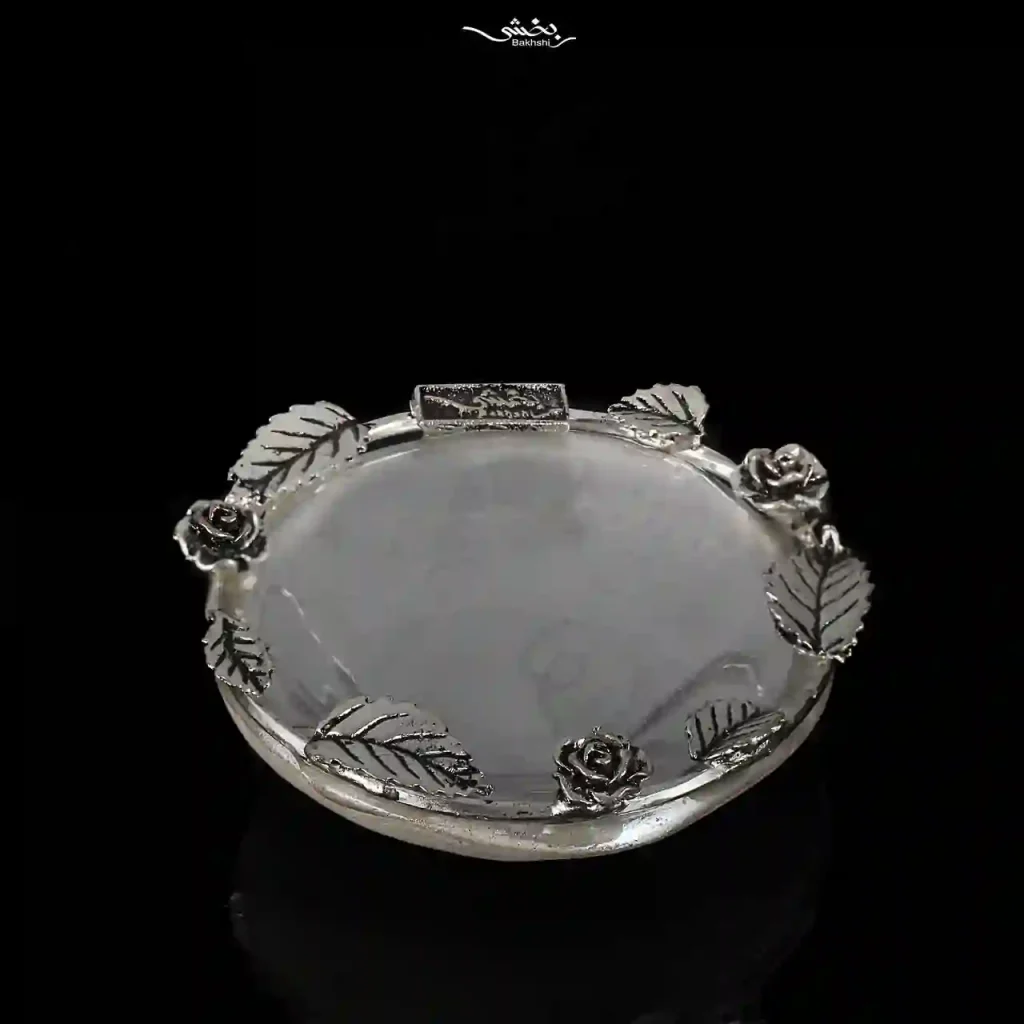 کاسه سرامیک نقره برگ و رز صدفی