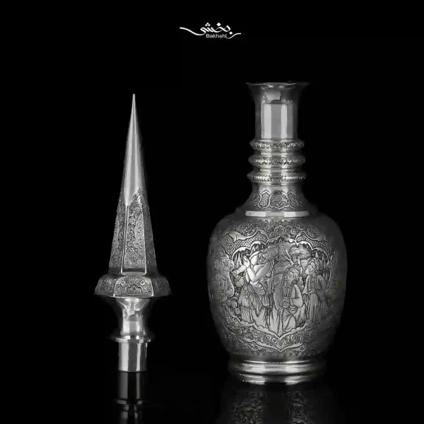 یک جفت تنگ شاخدار نقره قلم مینیاتور اعلا