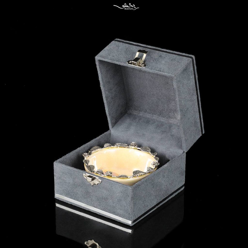 کاسه سرامیک نقره دورگل قطر 10 کرمی