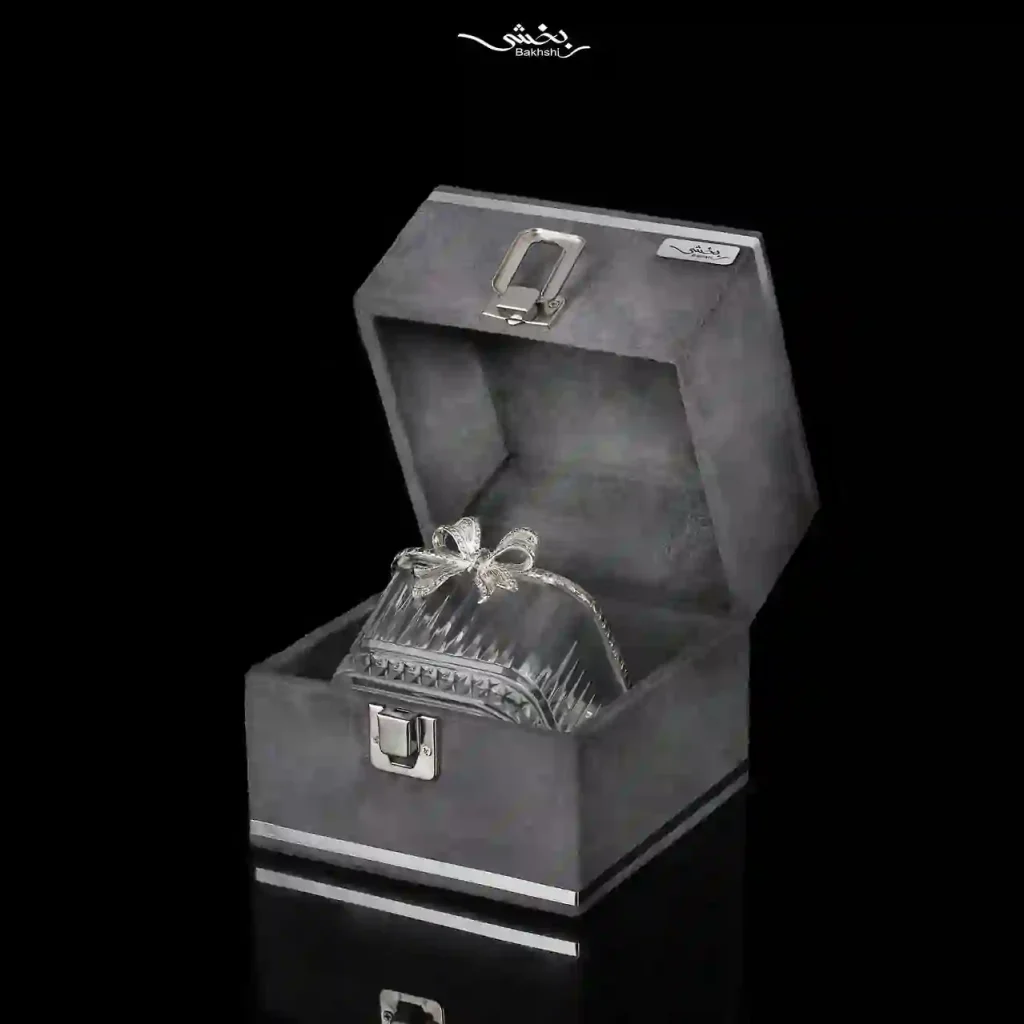 کاسه پاپیونی مربع بلور نقره
